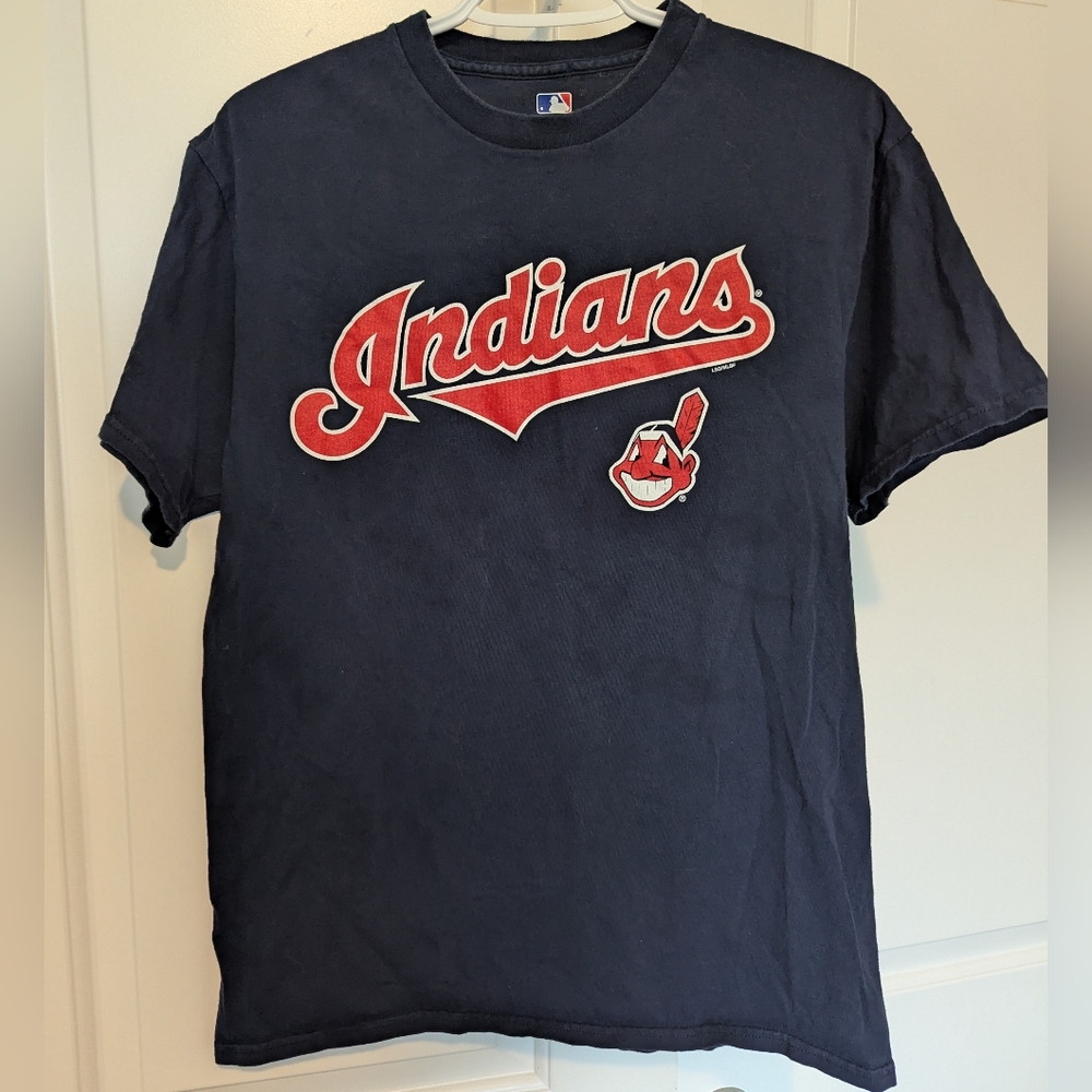 MLB Indians Navy and Red Team Logo T-Shirt